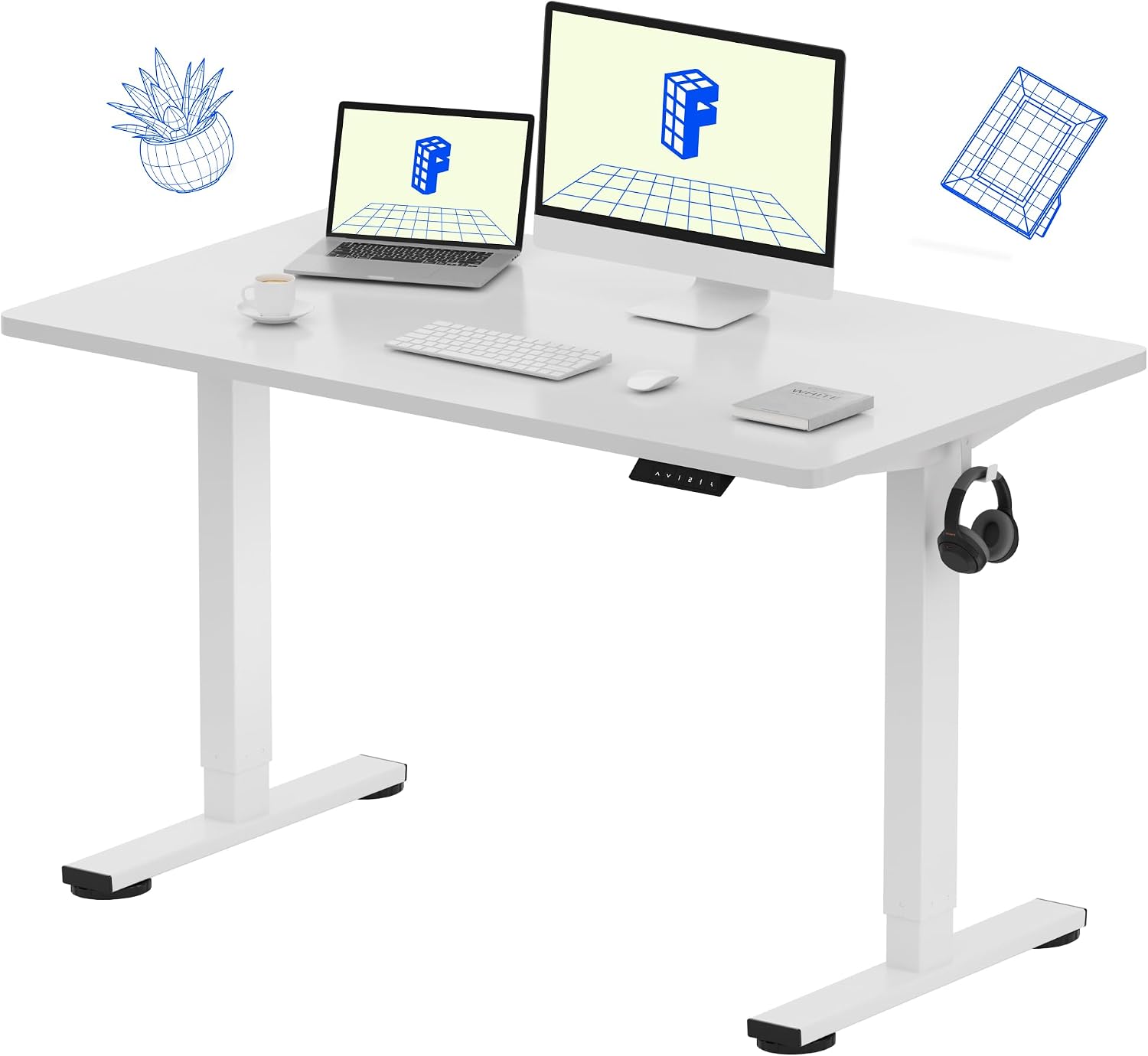 Desk Setup Dual Monitor - FLEXISPOT EN1 Mesa de Escritório Ergonômica