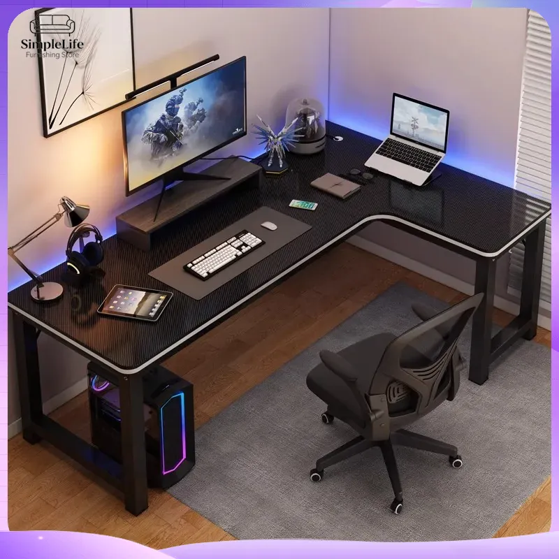 Desk Setup Dual Monitor - Mesa de Canto para Jogos, Mesa