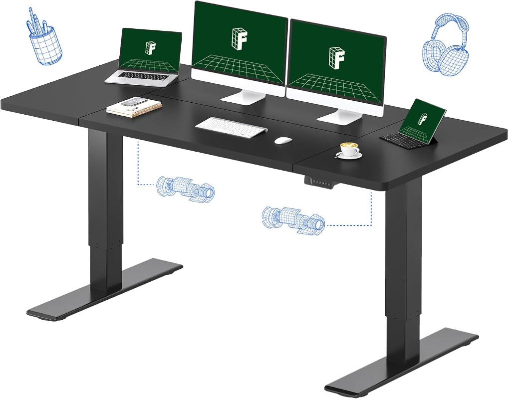 Desk Setup Dual Monitor - Mesa de Trabalho Elétrica FLEXISPOT, Preta