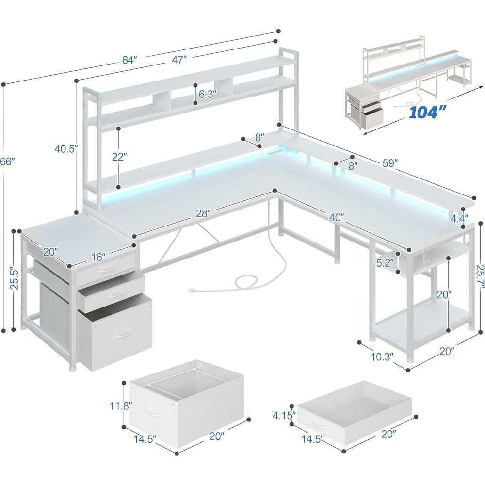 Mesa em L de 104 polegadas par - Desk Setup Dual Monitor avaliação e preço