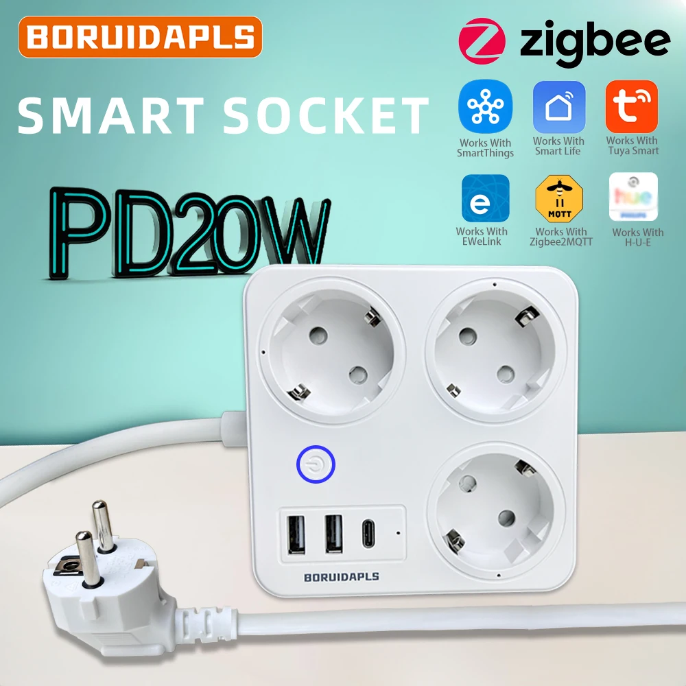 BORUIDAPLS ZigBee EU Smart Pow - Power Strip Flat avaliação e preço