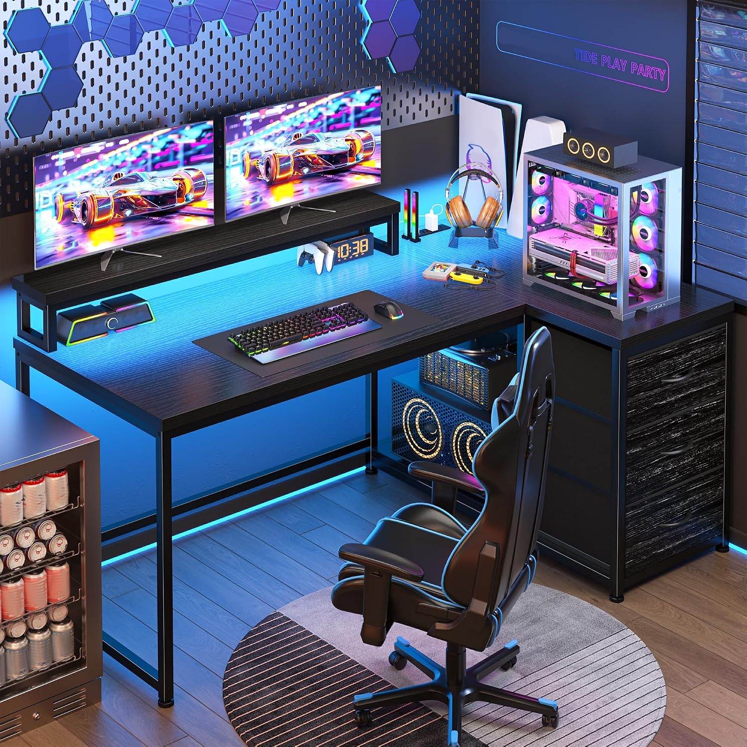 Mesa de Jogos com 3 Gavetas e  - Desk Setup Gaming Pc avaliação e preço